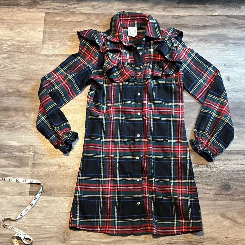 Plaid Ruffle Button-Up dress
